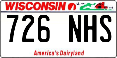WI license plate 726NHS