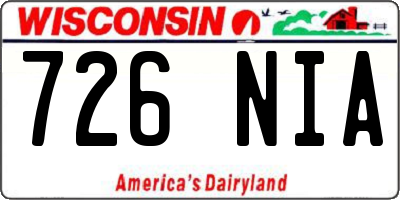 WI license plate 726NIA