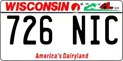 WI license plate 726NIC
