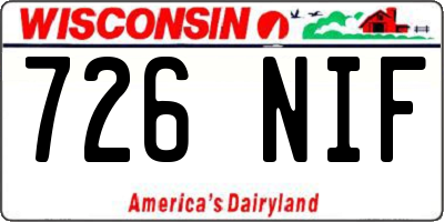 WI license plate 726NIF