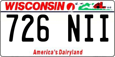 WI license plate 726NII