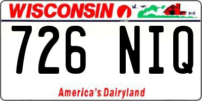 WI license plate 726NIQ