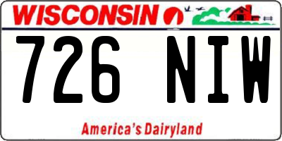 WI license plate 726NIW