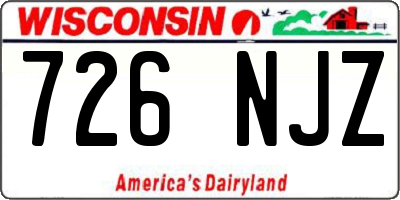 WI license plate 726NJZ