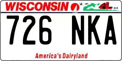 WI license plate 726NKA