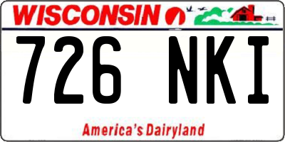 WI license plate 726NKI