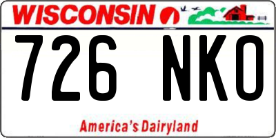 WI license plate 726NKO