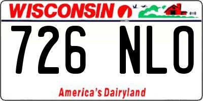 WI license plate 726NLO