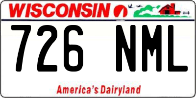 WI license plate 726NML