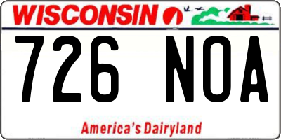 WI license plate 726NOA