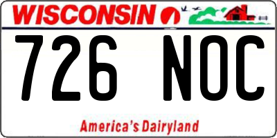 WI license plate 726NOC