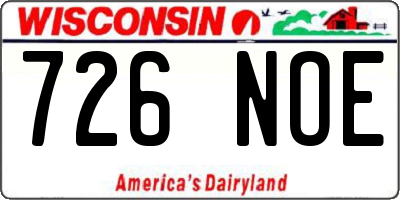 WI license plate 726NOE