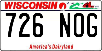 WI license plate 726NOG