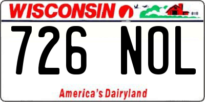 WI license plate 726NOL