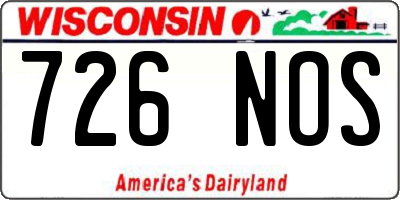 WI license plate 726NOS