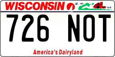 WI license plate 726NOT