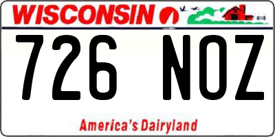 WI license plate 726NOZ