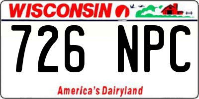 WI license plate 726NPC