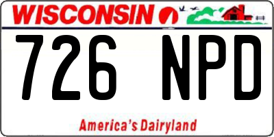 WI license plate 726NPD