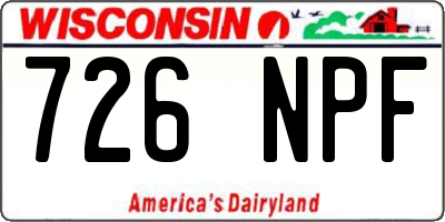 WI license plate 726NPF