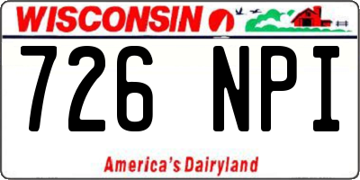 WI license plate 726NPI