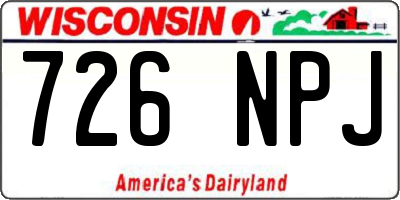 WI license plate 726NPJ