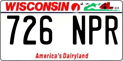WI license plate 726NPR