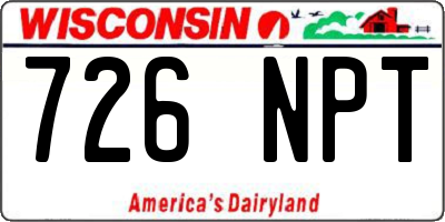 WI license plate 726NPT