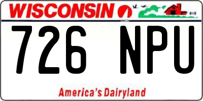 WI license plate 726NPU