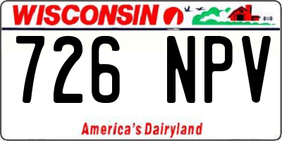 WI license plate 726NPV