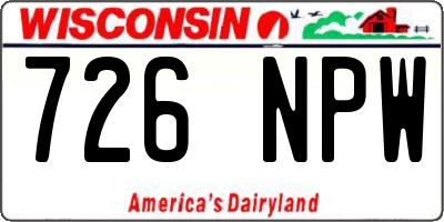WI license plate 726NPW