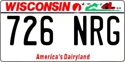 WI license plate 726NRG