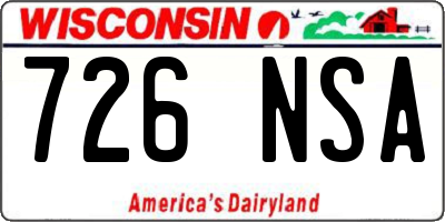 WI license plate 726NSA