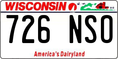 WI license plate 726NSO
