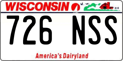 WI license plate 726NSS