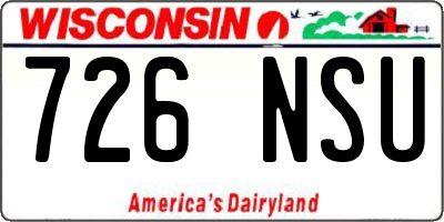 WI license plate 726NSU