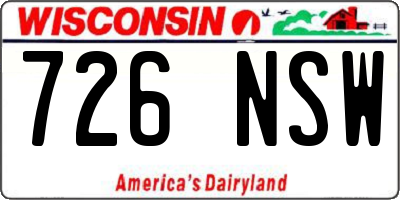 WI license plate 726NSW