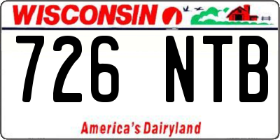 WI license plate 726NTB