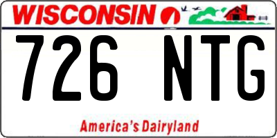 WI license plate 726NTG