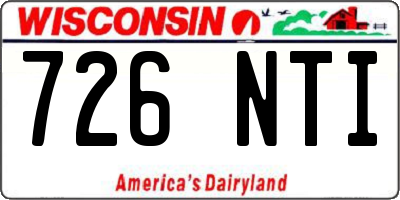 WI license plate 726NTI