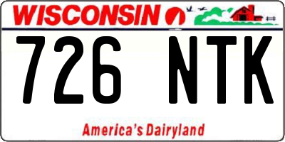 WI license plate 726NTK