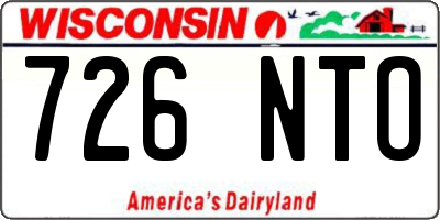 WI license plate 726NTO