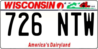 WI license plate 726NTW