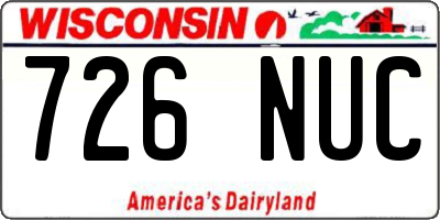 WI license plate 726NUC