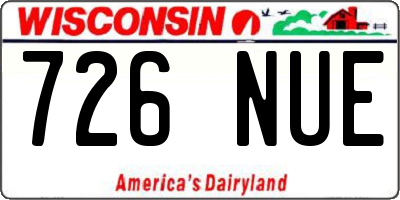 WI license plate 726NUE