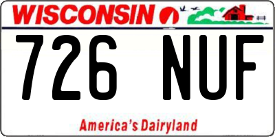 WI license plate 726NUF