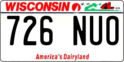 WI license plate 726NUO