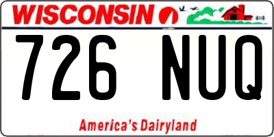 WI license plate 726NUQ