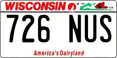 WI license plate 726NUS