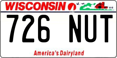 WI license plate 726NUT